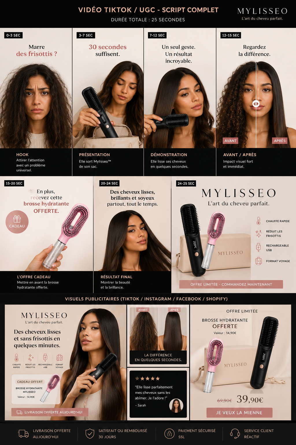 MYLISSEO™ | Brosse Lissante Sans Fil Anti-Frisottis